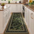 Rugcomf Runner Rug Impressionist-Style Vintage Kitchen Rugs Non Slip Washable Soft Carpet Runner for Kitchen Laundry Bedroom Bathroom, Green