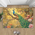 Peacock Peony Rugs for Bedroom - 3x4 Rug, Classic Peacock Peony Area Rugs for Living Room, Oriental Carpet, Floral Plant Washable Area Mat, Aesthetics Carpet - Peafowl Home Decor & Gifts