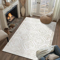 jinchan 3x5 Area Rugs for Entryway - Machine Washable Modern Rug Kitchen Soft Faux Wool Stain Resistant Non-Slip Ultra-Thin Low-Pile Geometric Carpet for Entrance Bedroom Living Room (3x5ft, Taupe)
