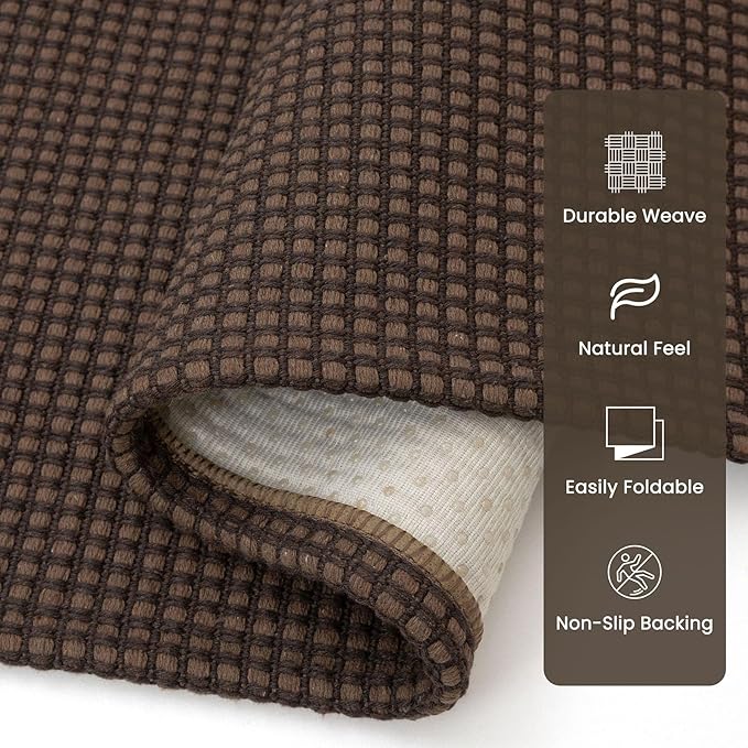 Braided Runner Rug 3x10 Ft Washable Runners for Hallways Non Slip Rubber Backed Kitchen Runners Cotton Long Entryway Runner Indoor, Woven Carpet for Hall Kitchen Entryway, Brown