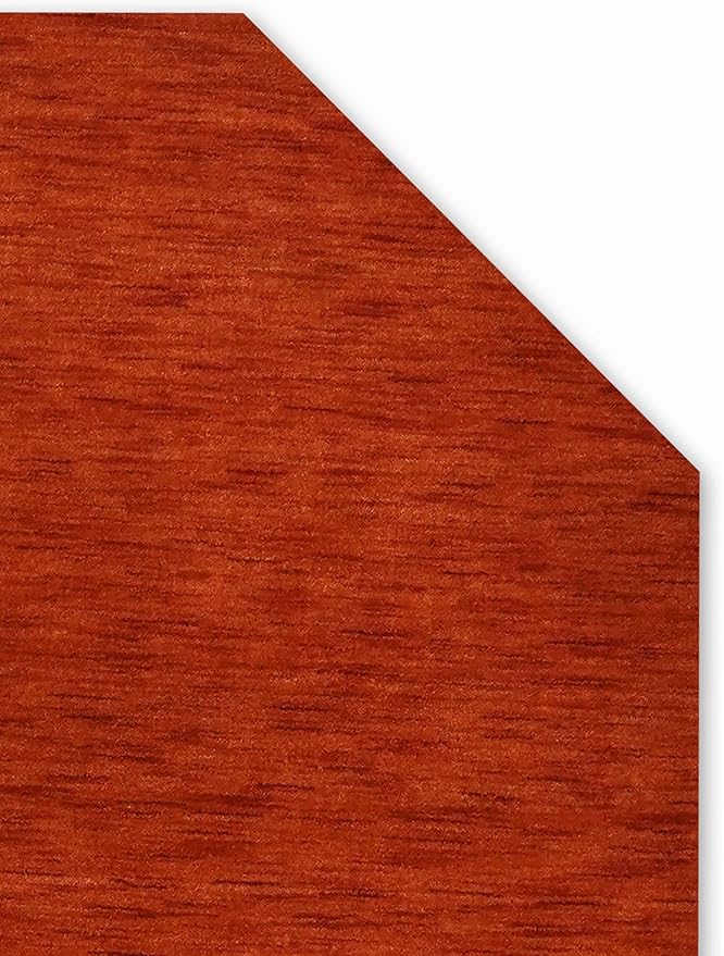 Hand Knotted Loom Wool ECO-Friendly Area Rugs - 10'x10', Octagon, Light Red Color, Solid Plain Design, High Pile Handmade Anti Skid Area Rugs for Living Room, Bed Room (L00111)