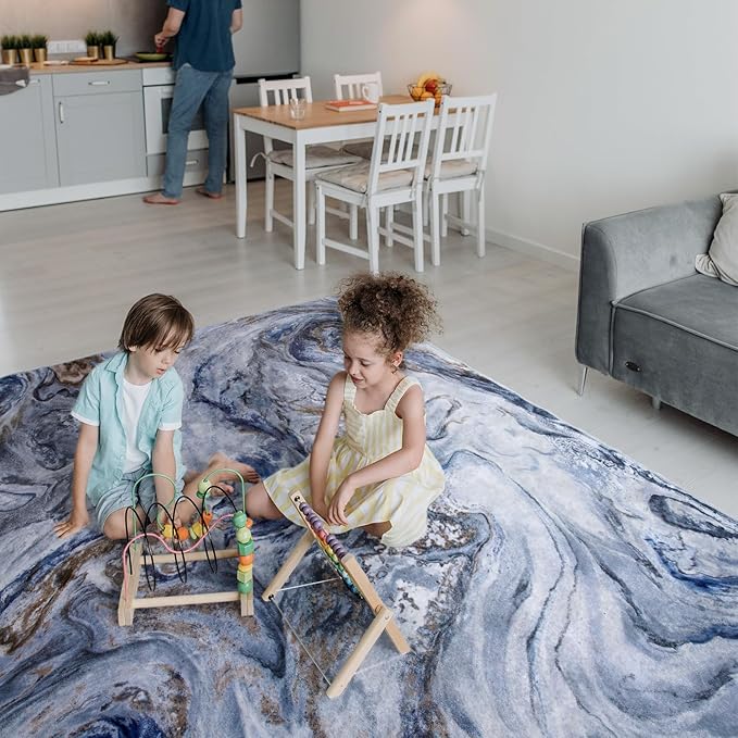 6x9 Area Rugs for Living Room, Modern Abstract Rug for Bedroom, Contemporary Machine Washable Rug, Large Stain Resistant Carpet for Dining Room Playroom Home Office, Pet & Kids Friendly