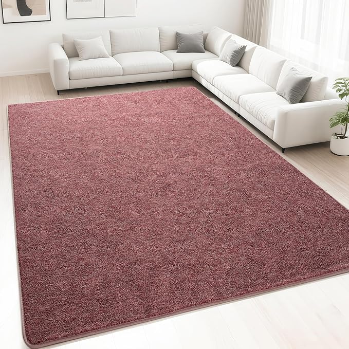 HQAYW 7x10 Large Area Rugs for Living Room Bedroom, Modern Thickened Memory Foam Soft Rug, Low Pile Minimalist Washable Non Slip Carpets for Kids Girls Boys Nursery Dorm Home Decor, Dark Red