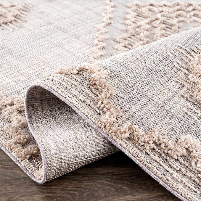 Hauteloom Ampusungan Hallway, Kitchen Runner Rug - Geometric - Charcoal, Cream, Beige - 2'7" x 10'