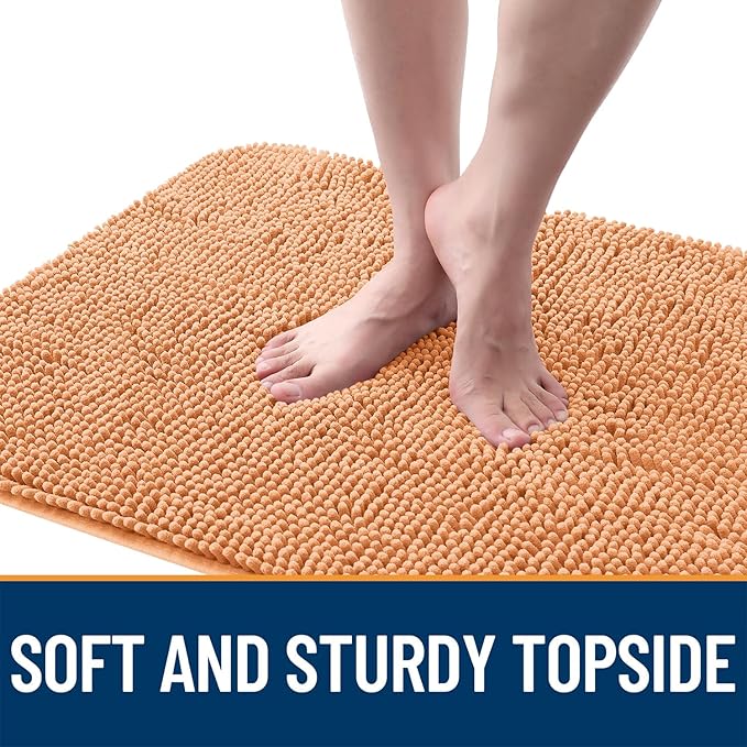 OLANLY Dog Door Mat for Muddy Paws 44x24, Absorbs Moisture and Dirt, Absorbent Non-Slip Washable Doormat, Quick Dry Chenille Mud Mat for Dogs, Entry Indoor Entryway Carpet for Inside Floor, Orange