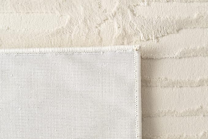 Revival Rugs Shell 3'11"x6'1" Machine Washable Area Rug for Kitchen Bedroom - 100% Recycled Oeko-TEX Certified, Medium Pile, Beige, Cream