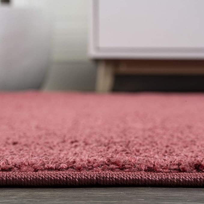 Eyely UES100E-6SQ Haze Solid Low-Pile Red 6' Square Area Rug, Pet Friendly, Stain Resistant, Easy Cleaning, for Bedroom, Living Room, Kitchen