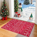 KUTA Christmas Rugs for Entryway, 2x3 Entrance Small Area Rug Red Non-Slip Washable, Ultra Soft Vintage Geometric Low-Pile Indoor Door Mat Floor Carpet for Kitchen