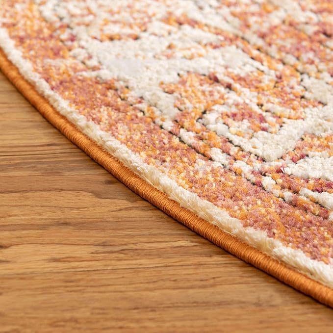Unique Loom Isabella Collection Area Rug - Adjani (7' 10" Round, Rust Red/ Black)