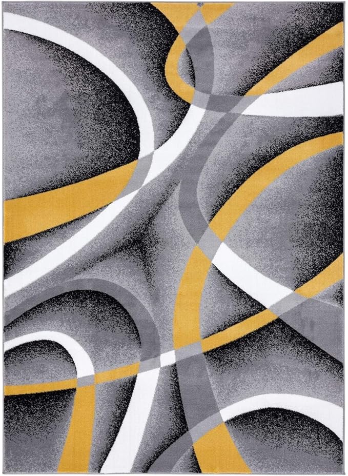 2305 Geometric Abstract Yellow 5x7 Area Rugs for Living Room