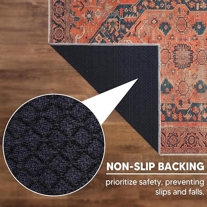 Keen Home Design 2x7 Rug - Machine Washable Runner Rug with Non-Slip Backing, Ideal for Hallway, Entryway, Kitchen, Laundry Room - Vintage, Easy Clean, Durable, Low Pile Rug - (2'6" x 7')