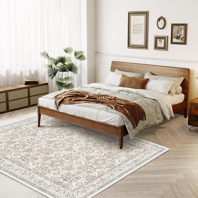 WITSHOCK Living Room Area Rugs 5x7: Soft Non-Slip Backing Washable Rugs Vintage Large Carpet for Bedroom Office Dining Room Kitchen Stain Resistant Home Decor Rug