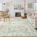 Morebes Boho 8x10 Area Rugs for Living Room, Large Beige Floral Rug for Bedroom Girls Nursery Non Slip, Soft Distressed Indoor Carpet for Dining Room Home Office, Cream