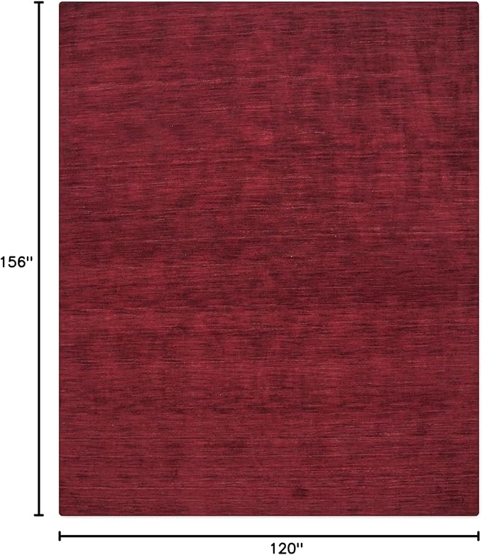 Hand Knotted Loom Wool ECO-Friendly Area Rugs - 10'x13', Rectangle, Dark Red Color, Solid Plain Design, High Pile Handmade Anti Skid Area Rugs for Living Room, Bed Room (L00111)