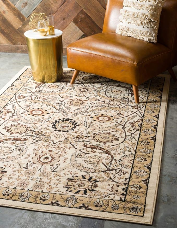 Unique Loom Espahan Collection Area Rug - Cape Cod (9'x 12' Rectangle, Ivory/ Beige)