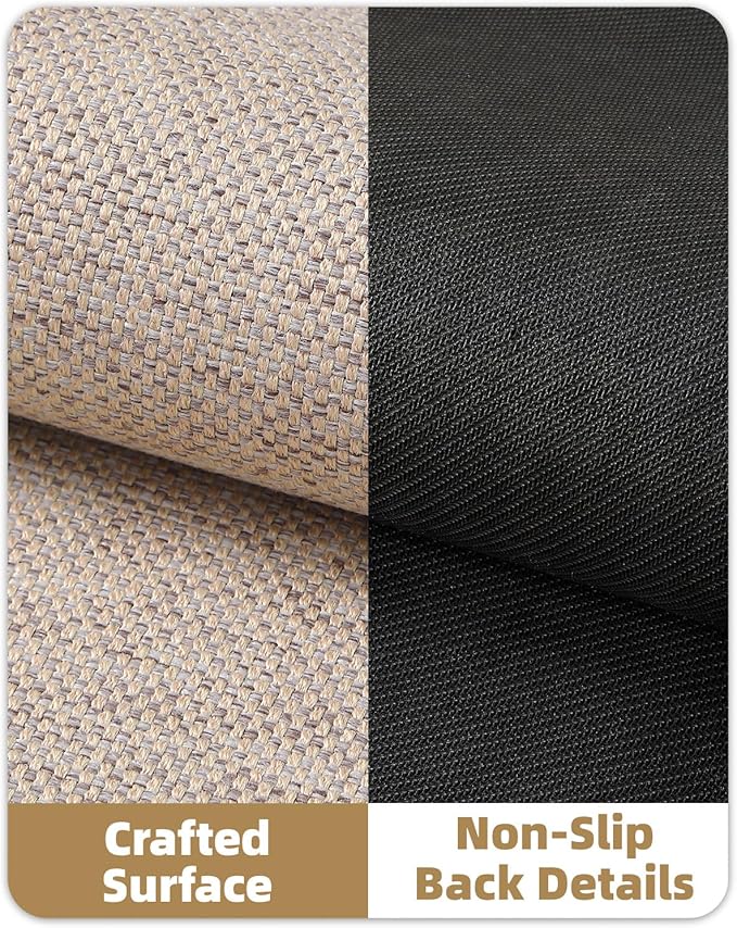 Color&Geometry Ultra-Thin Indoor Door Mat, 48"x72" Low-Profile Non-Slip Entryway Rug with Modern Geometric Texture, Washable Doormat for Indoor Entrance, Front Door, Khaki (Rolled-up NO Creases)