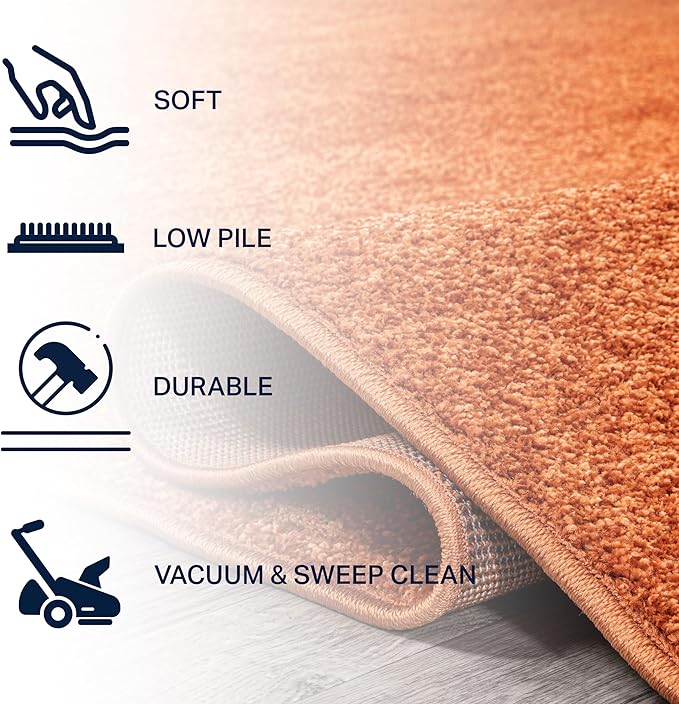 JONATHAN Y Haze Solid Low-Pile Orange 4x6 Oval Indoor Area Rug, Coastal,Bohemian,Minimalist,Classic, Easy-Cleaning for Living Room,Bedroom,Kitchen,Pet Friendly,Non-Shedding (SEU100M-4OV)