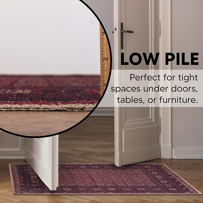 Keen Home Design 2x3 Rug - Machine Washable Entry Rug with Non-Slip Backing, Ideal for Enteryway, Kitchen, Bathroom, Laundry Room - Vintage, Easy Clean, Durable, Low Pile Rug - (2' x 3')