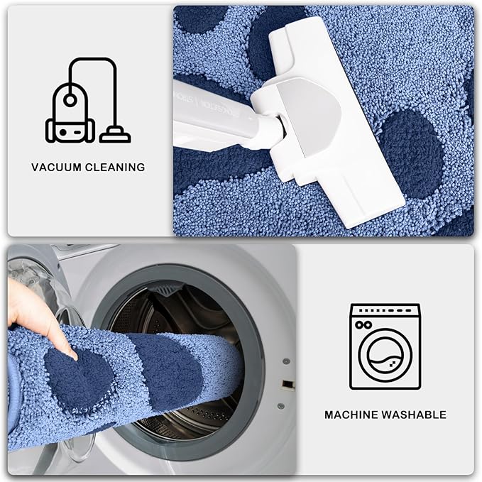 PURRUGS Dirt Trapping Door mat 32" x 47", Non-Skid/Slip Machine Washable Microfiber Entryway Rug, Dog Door Mat, Super Absorbent Welcome Mat for Muddy Wet Shoes and Paws, Light Blue