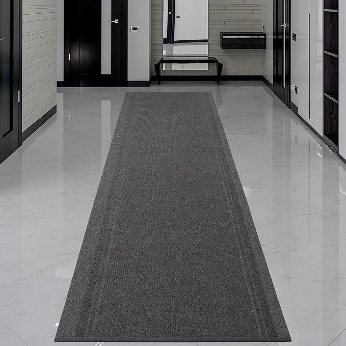 English Home Custom Size Non Slip Striped Design Light Weight Durable PVC Backing Thin Pile Runner Rug (36" x 4')