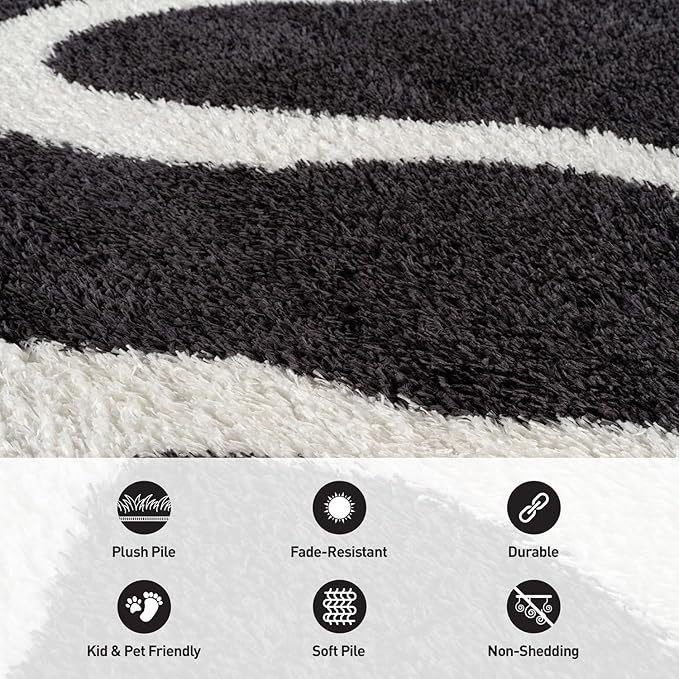 Rugshop Abstract Wavy Shag Area Rug Anthracite Dark Gray 2' x 3' Ideal for Entryways, Kitchens, or Small Spaces
