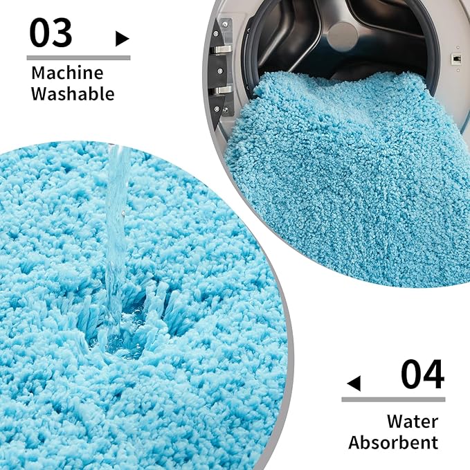 Bathroom Rug 20x32 Non Slip Fluffy Teal Bath Mat for Bathroom Floor Washable Plush Luxury Bath Rug for Tub Soft Shaggy Absorbent Shower Sink Mat