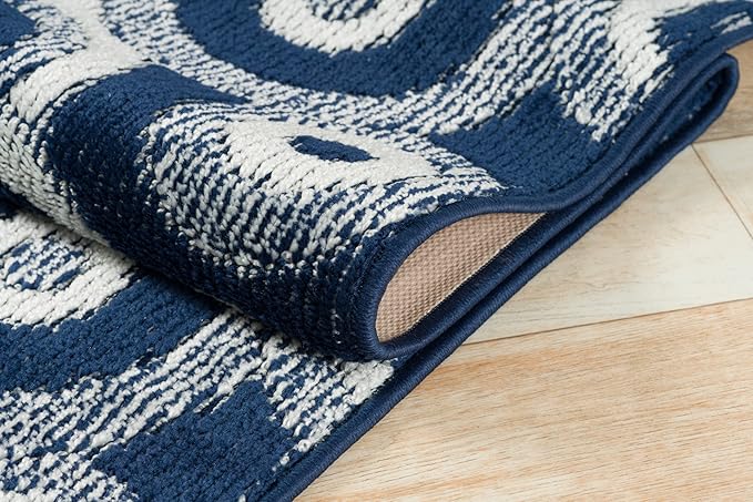 Custom Size Blue Hallway Runner Rug | Cut to Length 2'3" x 11' (Runner) | Non-Slip & Machine Washable | REMNAZ