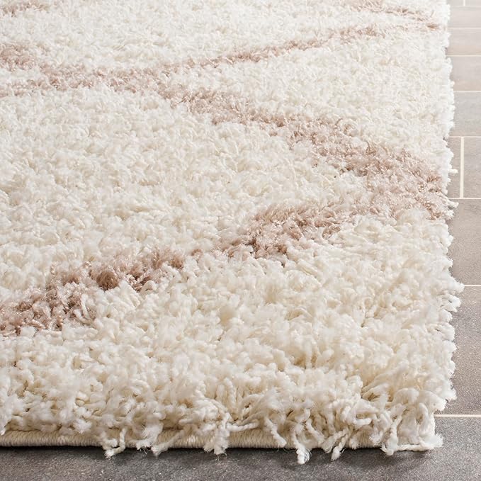 SAFAVIEH Dallas Shag Collection X-Large Area Rug - 11' x 15', Ivory & Beige, Trellis Design, Non-Shedding & Easy Care, 1.5-inch Thick Ideal for High Traffic Areas in Living Room, Bedroom (SGD257B)