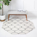 Rugs.com Lattice Frieze Collection Rug – 7' 10 Octagon Ivory Medium Rug Perfect for Living Rooms, Kitchens, Entryways