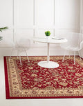 Unique Loom Sialk Hill Collection Area Rug - Washington (5' Square Burgundy/Cream)
