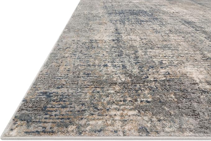 Loloi Teagan Collection TEA-05 Denim/Slate 2'-8" x 4' Accent Rug, Large, Soft Neutral Rug, High-Traffic for Living Room, Bedroom, Home Office, Dining Area