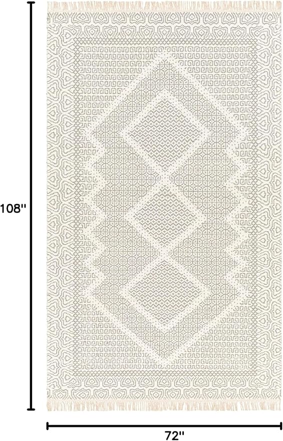 Mark&Day Wool Rugs, 6x9 Nishnabotny Cottage Light Gray Area Rug, Grey Beige Carpet for Living Room, Bedroom or Kitchen (6' x 9')