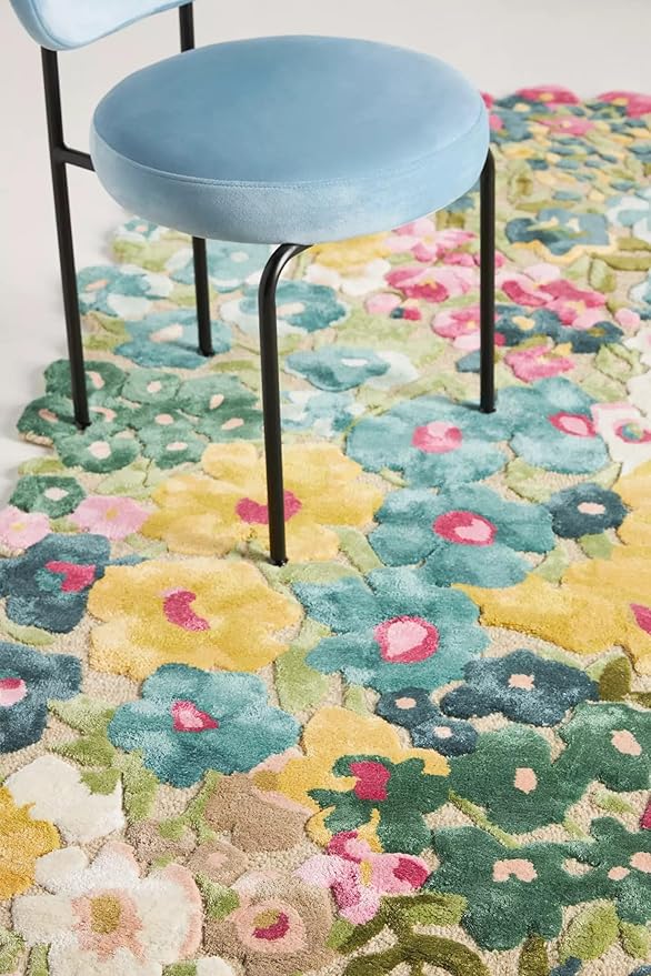 Cassia Wool Viscose Area Rug - 7’ x 9' – Handmade Wool Area Rugs –Yellow – Rugs for Living Room, Bedroom – Anti-Skid – Carpets with Non-Slip Natural Backing with 100% Cotton