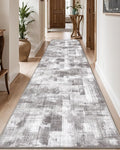 LUMI Washable Runner Rug, 3'x10' Non-Slip Hallway Mat, Low Profile Thin Long Carpeet for Laundry Kitchen Bedroom Office, Grey