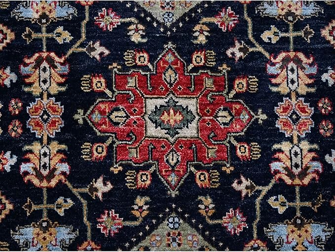 Black Vegetable Dyes Wool Soft Pile Karjihooz Design with All Over Pattern Hand Knotted Square Oriental Rug (8'x8')