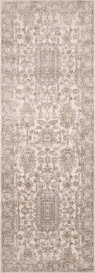 Loloi Teagan Collection TEA-03 Ivory/Sand 3'-4" x 5'-7" Accent Rug, Large, Soft Neutral Rug, High-Traffic for Living Room, Bedroom, Home Office, Dining Area