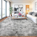 Soft Shaggy Rugs Light Grey Fluffy Rug for Bedroom White Fuzzy Rug Non-Slip Indoor Floor Carpet for Living Room 8x10 Ft