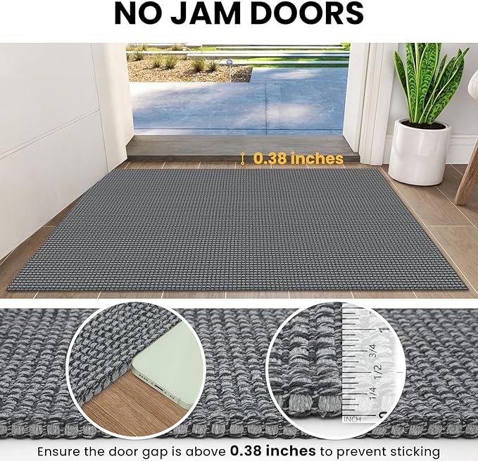 IOHOUZE Washable Exrea Long Hallway Runner Rug 3x14 Non Slip Rubber Backed Kitchen Runner Entryway Runner Indoor, Woven Rugs Floor Carpet for Kitchen Hall Entryway Stair,Dark Grey