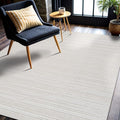 CAMILSON Micro Loop Rug 4x6 Modern Luxury Geometric Pattern Area Rugs Soft High and Low Pile Stain Resistant Easy-Cleaning Non-Shedding for Living Room Office Indoor Carpet (4 x 6 / White)