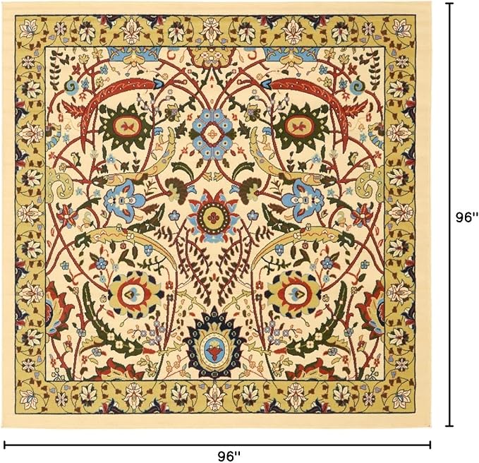 Unique Loom Espahan Collection Area Rug - Cape Cod (8'Square, Cream/ Black)