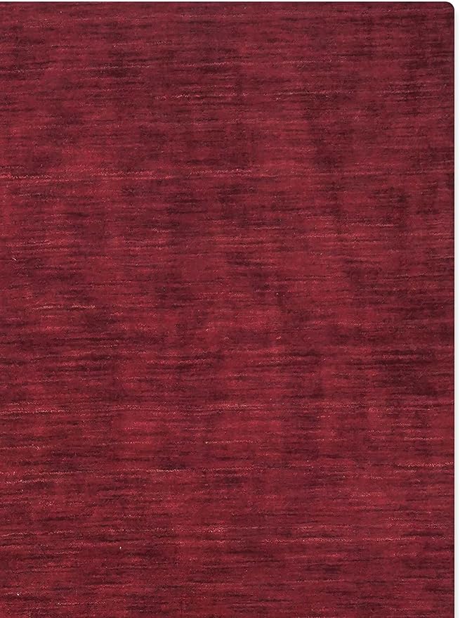 Rugsotic Carpets Hand Knotted Gabbeh Wool 5'x8' Area Rug Solid Dark Red L00111