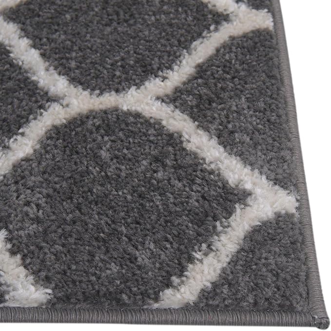Rugs.com Lattice Frieze Collection Rug – 6' x 9' Dark Gray Medium Rug Perfect for Living Rooms, Large Dining Rooms, Open Floorplans