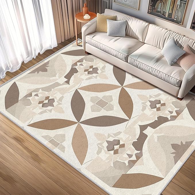 Geometric Rug Small, Washable 2x3 Throw Rug for Entryway, Modern Abstract Patterned Indoor Door Mat, Geometric Decor for Home, Bedroom, Soft Non Slip Thin Design FER82