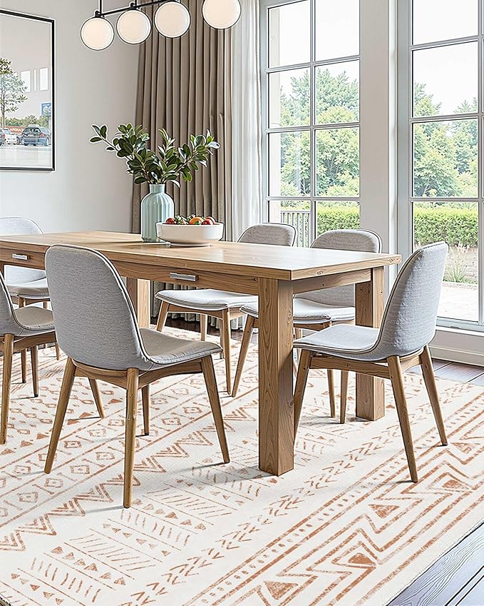 VEVOR 6 x 9 ft Area Rug Large Washable Rug Non-Slip and Tear-Resistant Soft Carpet Pet & Child Friendly Modern Area Rugs Indoor Mat for Bedroom Office Living Room Kids Room Entryway Beige