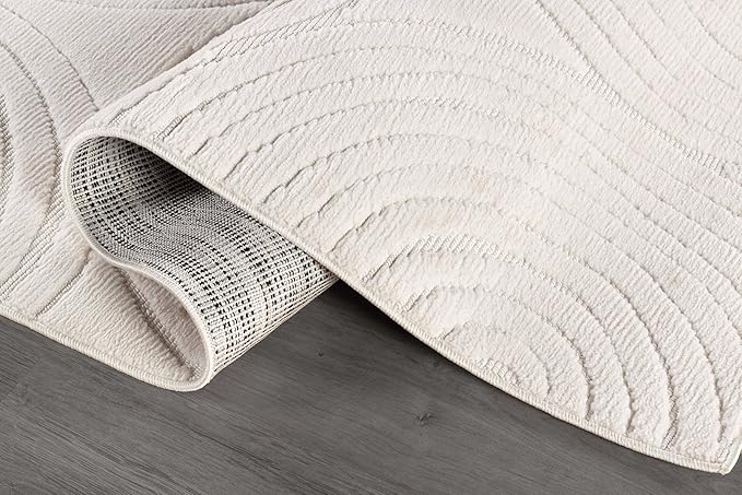 Beverly Rug Micro Loop Area Rug Light Gray 8x10 Geometric Modern Luxury Circular Durable Soft Indoor Rugs for Living Dining Room Office Stain Resistant Non Shedding Casual Indoor Carpet 8 x 10