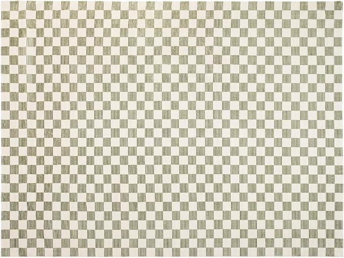 Revival Rugs Gambit 9'2"x12'2" Washable Area Rug for Living Room Bedroom - 100% Recycled Oeko-TEX Certified, Medium Pile, Green, Beige