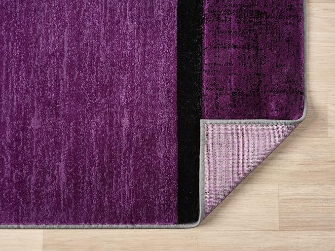 Geometric Area Rug - Decorative Home & Office Rug - Indoor Carpet for Living Room, Bedroom, Family or Dining Room - Non-Fading Polyester Material, Stain-Proof - Made in Turkey - Purple, 8 x 10