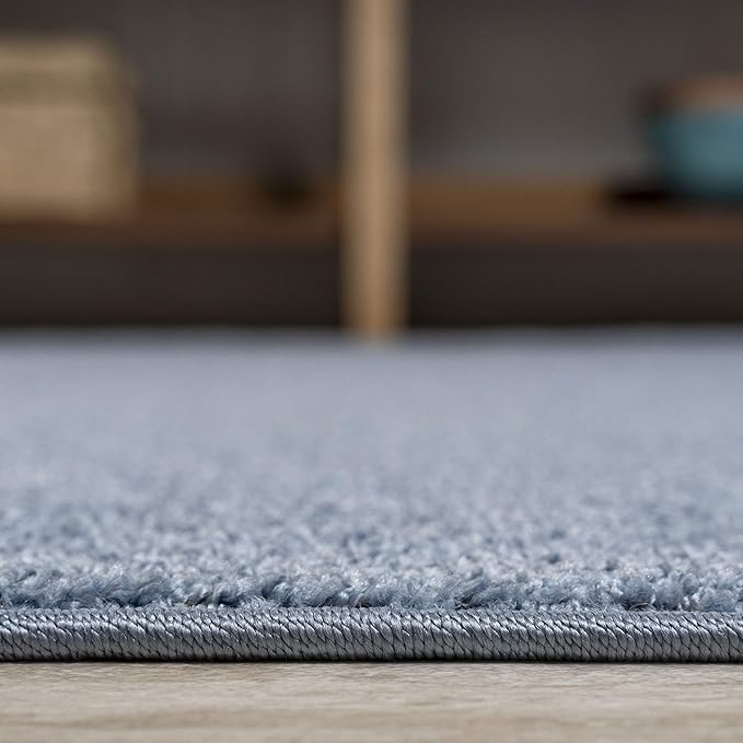 JONATHAN Y Haze Solid Low-Pile Classic Blue 5' Round Indoor Area Rug, Coastal,Bohemian,Minimalist,Classic, Easy-Cleaning for Living Room,Bedroom,Kitchen,Pet Friendly,Non-Shedding (SEU100F-5R)