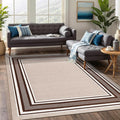 Beverly Rug Non Slip Area Rugs 3x5 Modern Bordered Non Skid Rubber Backing Soft Area Rug for Living Dining Room Easy to Clean Non Shedding Kitchen Bedroom Indoor Carpet 3 x 5 Beige-Brown