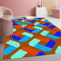 Bright Vibrant Geometric Living Room Area Rug with Burgundy and Blue Colorful Texture Machine Washable Non Slip Soft Carpet for Nursery Room Bedroom Dining Room Home Office Indoor 2x3 Rugs
